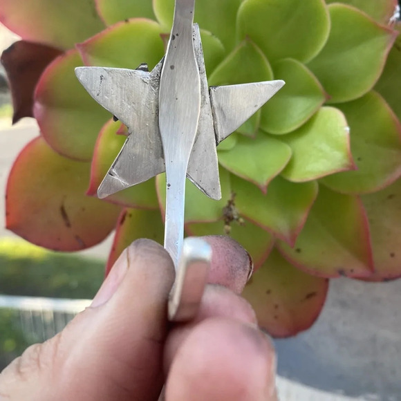 Rustic Sterling silver star cuff bracelet - Picture 9 of 10